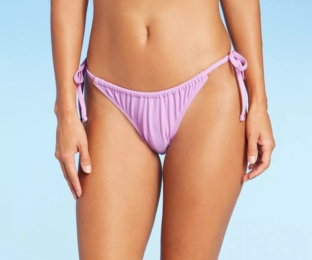 XHILARATION Tie Sides Adjustable Bikini Swimwear Bottom Lavender Women's L NWOT